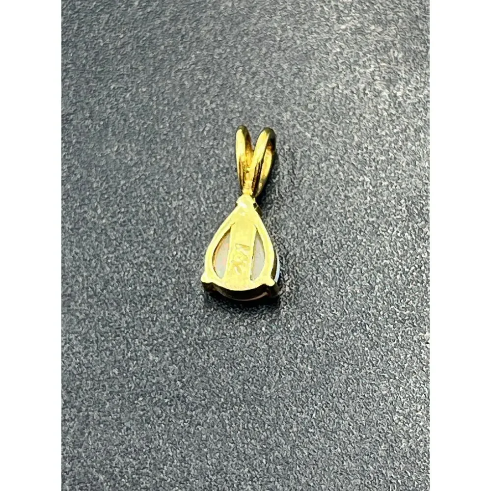 14K Yellow Gold‎ Pear Shape Fire Opal Pendant 7x5mm Natural Stone .60g Vintage